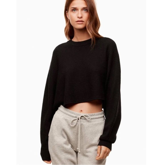 Aritzia Wilfred Free Lolan Cropped Black Sweater - Picture 2 of 8